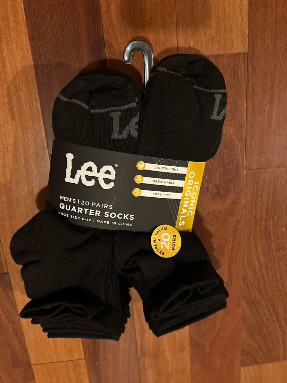 Lee Men’s Black Quarter Socks – 20-Packed NWT shoes size 6-12